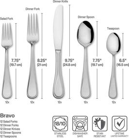 img 3 attached to 🍴 Mikasa Bravo 65-Piece Stainless Steel Flatware Set: Premium Quality for Service of 12!