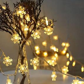 img 2 attached to 🎄 Enchanting 2 Sets of 10ft 30LED Snowflake Battery String Lights - Perfect for Christmas Tree, Patio, Garden & Parties (Warm White)