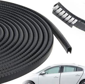 img 4 attached to Vnullx 18FT Car Door Edge Guards - Universal U Shape Rubber 🚗 Edge Trim Car Door Protector, Conventional Car Compatible with Black Carbon Fiber Buckle Design