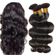 💇 jinren brazilian virgin hair body wave weave - 3 bundle full head set, unprocessed natural black virgin human hair weave, 10-28 inches (18", 20", 22") logo