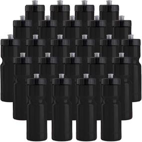 img 4 attached to 🏴 Bulk Pack of 24 Sports Squeeze Water Bottles - 22 oz. Capacity - BPA Free With Easy Open Push/Pull Cap - Made in USA (Black)