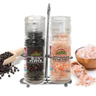 himalayan chef pink salt & black pepper grinder set with rack - non gmo, kosher certified, 5.3oz logo