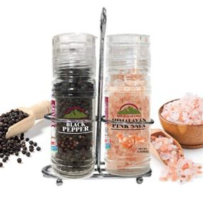 img 4 attached to Himalayan Chef Pink Salt & Black Pepper Grinder Set with Rack - Non GMO, Kosher Certified, 5.3oz