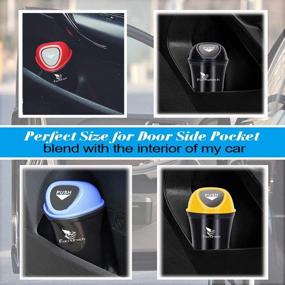 img 1 attached to 🚗 Small Car Trash Can - Hanging Portable Garbage Bin for Auto Vehicles - Cup Holder & Door Pocket Compatible - Waste Storage Container for Home, Office and More