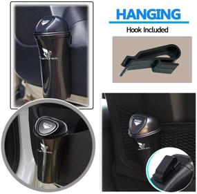 img 2 attached to 🚗 Small Car Trash Can - Hanging Portable Garbage Bin for Auto Vehicles - Cup Holder & Door Pocket Compatible - Waste Storage Container for Home, Office and More