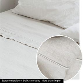 img 2 attached to Simple & Opulence French Linen Flat Sheet with Embroidered Border - 100% Stone Washed Flax Bedding, King Size (108''x102'') - Ultra Soft and Breathable Top Sheet, Only 1 Piece - Linen Bed Flat Sheet for Enhanced Comfort