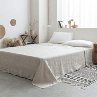 simple & opulence french linen flat sheet with embroidered border - 100% stone washed flax bedding, king size (108''x102'') - ultra soft and breathable top sheet, only 1 piece - linen bed flat sheet for enhanced comfort logo