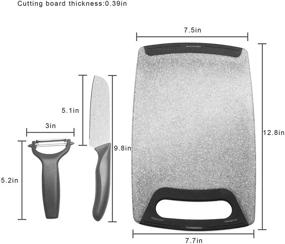 img 3 attached to Набор пластиковых пластиковых досок MiHerom Non-Slip, прямоугольная разделочная доска с ножом и овощечисткой для кухни, без содержания бисфенола А, безопасный для посудомоечной машины - 3 штуки.