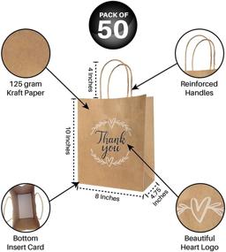 img 3 attached to 🛍️ Large Kraft Brown Paper Gift Bags with Handles - 50pc Bulk Set, includes Cardboard Bottom, Hang Tags, Tissue Paper - Perfect for Retail Business, Party Favors, Wrapping Presents - 10x8x4.75 Inches