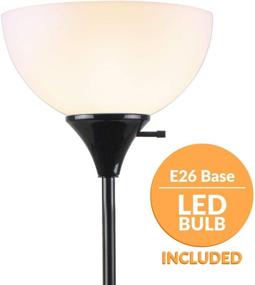 img 2 attached to 🔦 Enhance Your Space with Newhouse Lighting NHFL-CH-BK Charles 71 inch Modern Torchiere Floor Lamp with Free LED Light Bulb - Ideal for Bedrooms, Living Room, Office, and Reading