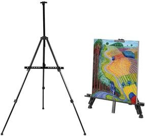img 4 attached to 🎨 Adjustable Height Artist Easel Stand, Durable Metal Tripod Display Easel 21&#34; to 66&#34; with Carrying Case – Ideal for Table-Top/Floor Display, Painting (1-Pack)