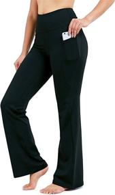 img 4 attached to 👖 28&#34;/30&#34;/32&#34;/34&#34; Women's Bootcut Yoga Pants - Long Bootleg High-Waisted Flare Trousers with Pockets