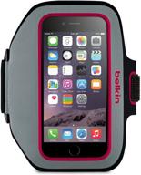 📱 premium belkin sport-fit plus armband for iphone 6/6s and fitbit (gray/fuschia) - perfect fit for fitbit alta, blaze, and charge hr logo