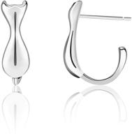 🐱 sterling silver cat earrings: stylish stud hoop jewelry gifts for women & teen girls logo