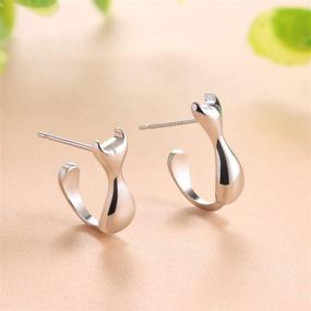 img 2 attached to 🐱 Sterling Silver Cat Earrings: Stylish Stud Hoop Jewelry Gifts for Women & Teen Girls