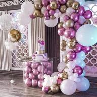 🎈 garland arch kit with white metallic purple balloons, gold metallic pink balloons, and white latex chrome balloons: perfect for bridal wedding, graduation, or birthday party decoration with glue dots balloons decorating strip логотип