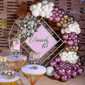 img 1 attached to 🎈 Garland Arch Kit with White Metallic Purple Balloons, Gold Metallic Pink Balloons, and White Latex Chrome Balloons: Perfect for Bridal Wedding, Graduation, or Birthday Party Decoration with Glue Dots Balloons Decorating Strip