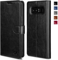 📱 ocase galaxy note 8 case - black leather flip cover with tpu shockproof interior, card slot, kickstand, magnetic closure - protective wallet case for samsung galaxy note8 logo