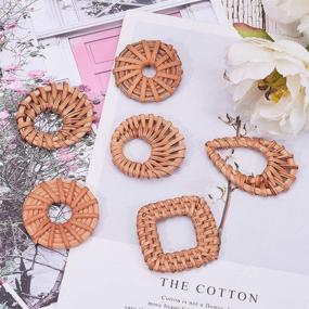 img 1 attached to 🌾 PH PandaHall 12pcs Rattan Woven Reed Cane Charms: Geometric Round Oval Bohemian Circle for Straw Wicker Braid Earrings Jewelry Making