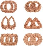 🌾 ph pandahall 12pcs rattan woven reed cane charms: geometric round oval bohemian circle for straw wicker braid earrings jewelry making logo