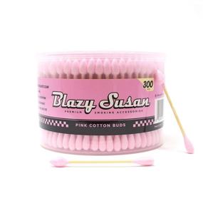 img 2 attached to 🌸 Blazy Pink Cotton Swabs - Extra Thick Cotton Buds, Zero Residue or Aftertaste, 300 Count