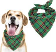 mjiya dog bandana - cat & dog kerchief - triangle bibs scarf - reversible plaid print - washable логотип