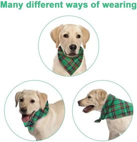 img 1 attached to MJIYA Dog Bandana - Cat & Dog Kerchief - Triangle Bibs Scarf - Reversible Plaid Print - Washable