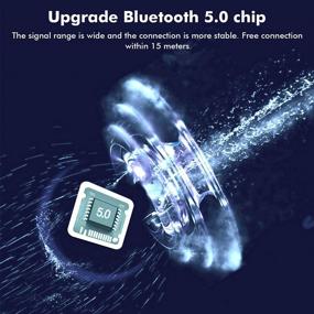 img 2 attached to 💦 Беспроводные наушники с Bluetooth 5.0, Hi-Fi стерео наушники, портативный чехол для зарядки емкостью 350mAh, сенсорное управление, быстрая зарядка через USB, встроенный микрофон, защита IPX5 от воды для работы, спорта, бега.