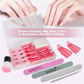 img 3 attached to 💅 Nail Polish Gel Remover Kit: 10 pcs Fingernail Gel Remover Clips, 50 pcs Nail Cotton Pads, 3 pcs Nail Files, Cuticle Peeler Scraper & Nail Dust Brush Remover Powder Set