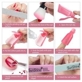 img 2 attached to 💅 Nail Polish Gel Remover Kit: 10 pcs Fingernail Gel Remover Clips, 50 pcs Nail Cotton Pads, 3 pcs Nail Files, Cuticle Peeler Scraper & Nail Dust Brush Remover Powder Set