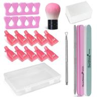 💅 nail polish gel remover kit: 10 pcs fingernail gel remover clips, 50 pcs nail cotton pads, 3 pcs nail files, cuticle peeler scraper & nail dust brush remover powder set logo