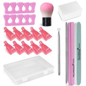 img 4 attached to 💅 Nail Polish Gel Remover Kit: 10 pcs Fingernail Gel Remover Clips, 50 pcs Nail Cotton Pads, 3 pcs Nail Files, Cuticle Peeler Scraper & Nail Dust Brush Remover Powder Set