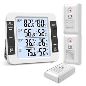 img 4 attached to ORIA Indoor Outdoor Thermometer (New Version) 🌡️ w/ 3 Wireless Sensors, LCD Display, Audible Alarm