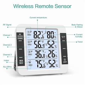 img 2 attached to ORIA Indoor Outdoor Thermometer (New Version) 🌡️ w/ 3 Wireless Sensors, LCD Display, Audible Alarm