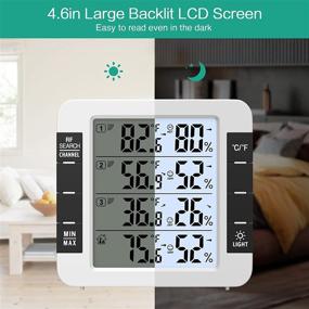 img 1 attached to ORIA Indoor Outdoor Thermometer (New Version) 🌡️ w/ 3 Wireless Sensors, LCD Display, Audible Alarm