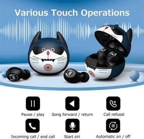 img 2 attached to Cute Doraemon Cartoon Kids Wireless Earbuds - Bluetooth 5.0, Waterproof, 36H Playtime, Touch Control, USB-C - Ideal for Kids, Adults, Workout, Sport, Gaming - Blue