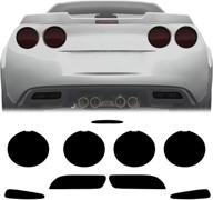 smoked taillight rear marker lights vinyl tint film | precut overlay tail light wrap cover | compatible with 2005-2013 chevy corvette - ndrush version logo