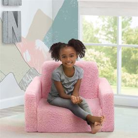 img 3 attached to 🪑 2-in-1 Cozee Flip-Out Sherpa Convertible Chair & Lounger for Kids by Delta Children, Pink