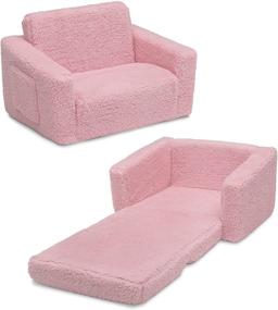 img 4 attached to 🪑 2-in-1 Cozee Flip-Out Sherpa Convertible Chair & Lounger for Kids by Delta Children, Pink