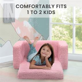 img 2 attached to 🪑 2-in-1 Cozee Flip-Out Sherpa Convertible Chair & Lounger for Kids by Delta Children, Pink