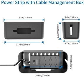 img 2 attached to 🔌 Черная полоса питания с защитным от напряжения устройством, коробкой для управления кабелями, 6 розетками, 2 портами USB, переключателем, плоским разъемом, удлинителем 1,5 м - идеально подходит для дома и офиса + коробка для организации кабелей