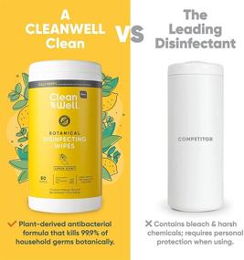 img 1 attached to CleanWell Botanical Lemon Disinfecting Wipes - 80 Count (1 PK) | Kills 99.9% of Household Germs, Plant-Derived | No-Rinse Antibacterial Cleaner | Multi-Surface, Family Friendly, Cruelty Free