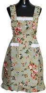 🌸 hyzrz lovely green lady's beautiful kitchen peony flower apron: a must-have for lady girls with convenient pockets логотип
