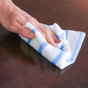 img 3 attached to VIKING 539201 Bulk Edgeless Microfiber Cleaning Cloths 12x12, White/Blue Stripe, 25 Pack