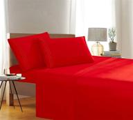 elegant comfort 1500 thread count egyptian quality 3-piece bed sheet set - wrinkle & fade resistant, ultra soft luxurious set with flat sheet, fitted sheet, and pillowcase - twin/twin xl size - exotic red logo