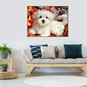 img 1 attached to 🐶 Adults DIY Full Round Drill 5D Diamond Painting Kit, White Dog Embroidery Rhinestone Craft - 15.7x11.8 Inches