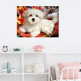 img 3 attached to 🐶 Adults DIY Full Round Drill 5D Diamond Painting Kit, White Dog Embroidery Rhinestone Craft - 15.7x11.8 Inches