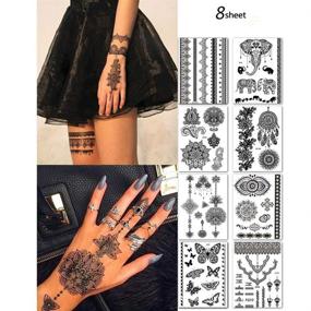 img 2 attached to 8 Sheets Lace Sexy Body Temporary Tattoo Stickers for Women - Waterproof Tattoo Stickers for Wedding Party