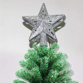img 1 attached to Lighted Snowflake Christmas Tree Topper with Rotating 🎄 Projector - 3D Glitter Snow Tree Decorations for Holiday Party