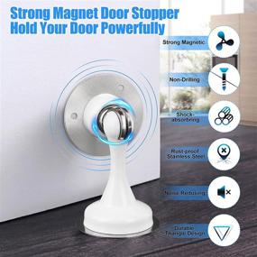 img 3 attached to 2-Pack Magnetic Door Stop in White - Stainless Steel Door Catch with 3M Double-Sided Self Adhesive Tape - Door Holder Doorstop, No Drilling Needed - Keep Your Door Open